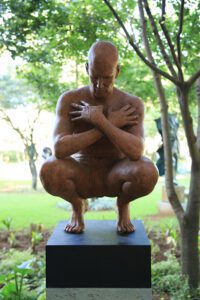 Crouching Man Bronze Terracota 1