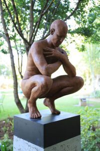 Crouching Man Bronze Terracota 3